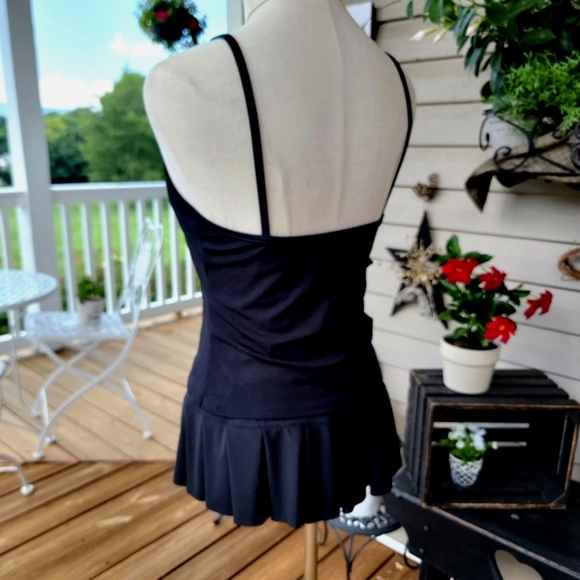 BALTEX ♡ Gorgeous Black 2pc Tankini Top 'n Pleated Fanned Out Skirtini Bottoms 8 - Picture 5 of 16
